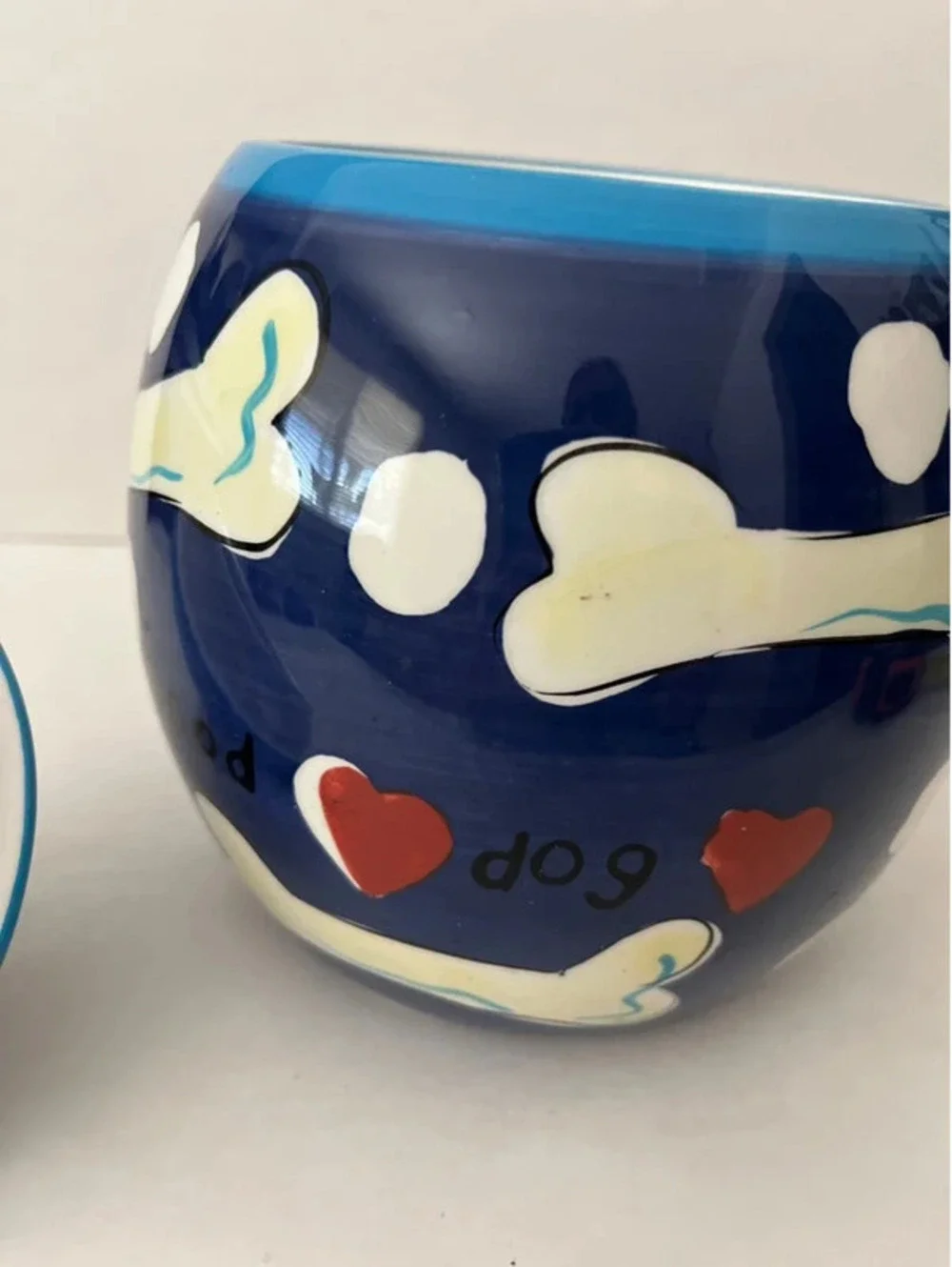Hausenware Dog Treat Biscuit Bone Canister Cookie Jar Hand Painted Ceramic